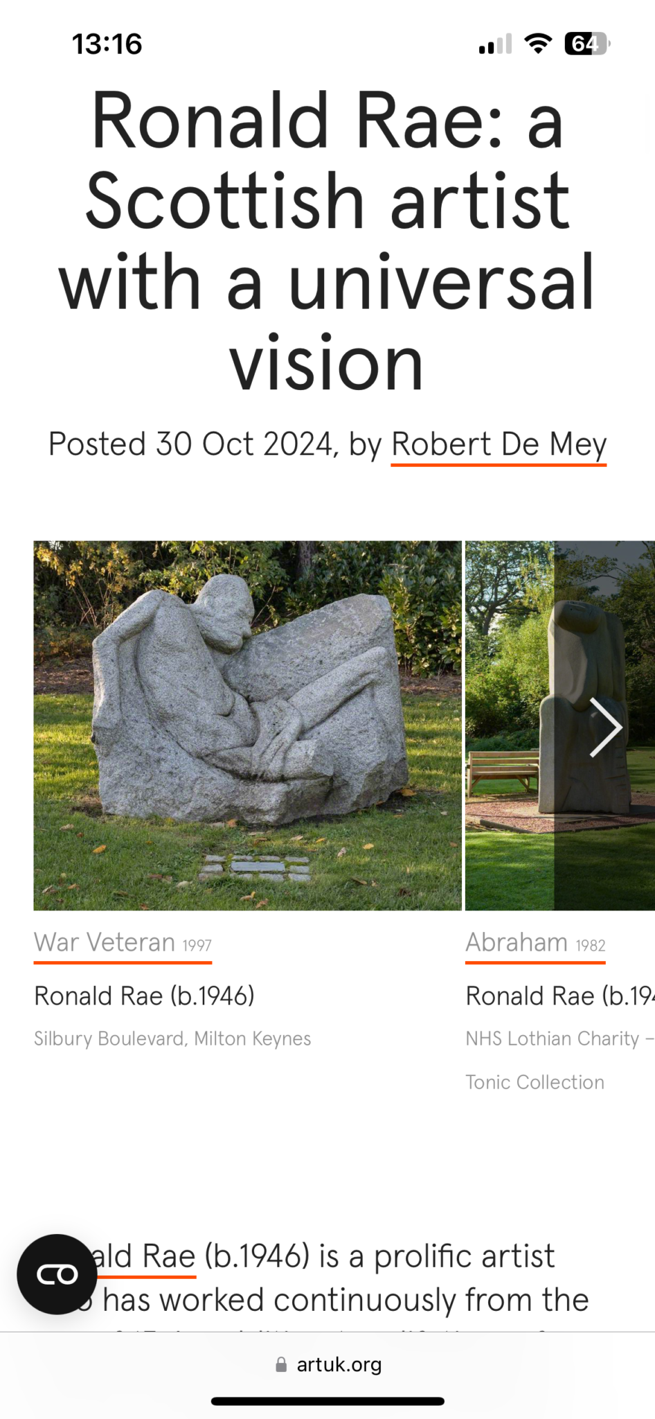 Ronald Raby News | Ronald Rae Sculpture